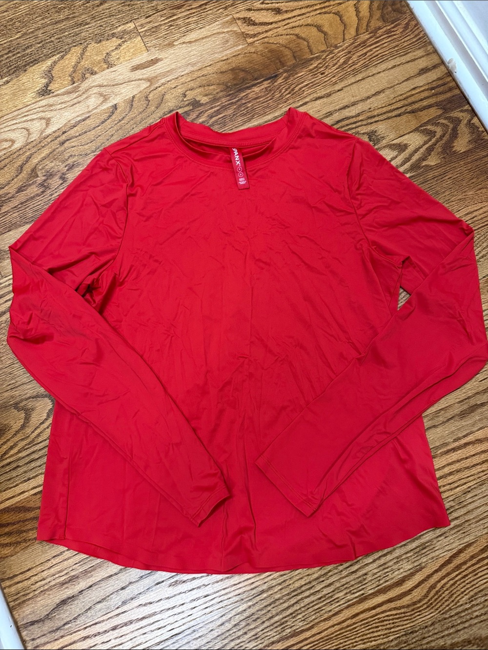 SPANX Red Long-Sleeve Crewneck Top